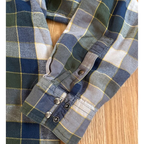 Wind River Shirt Mens Lrg Green Blue Plaid Button-Up Long Sleeve Western Pockets - Picture 2 of 4